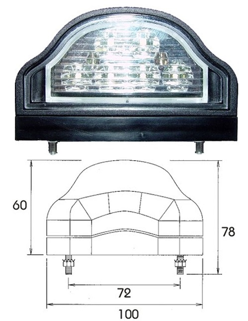 Osvětlení SPZ 24V LED 100x60x78 LED černé s kabelem 0,5m 