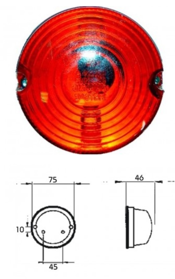 Svítilna obrysová kulatá červená 12V/24V SV 8,5/C5W