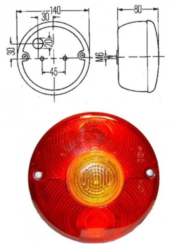 Svítilna zadní 3-dílná 140x23 L/P bez osvětlení SPZ