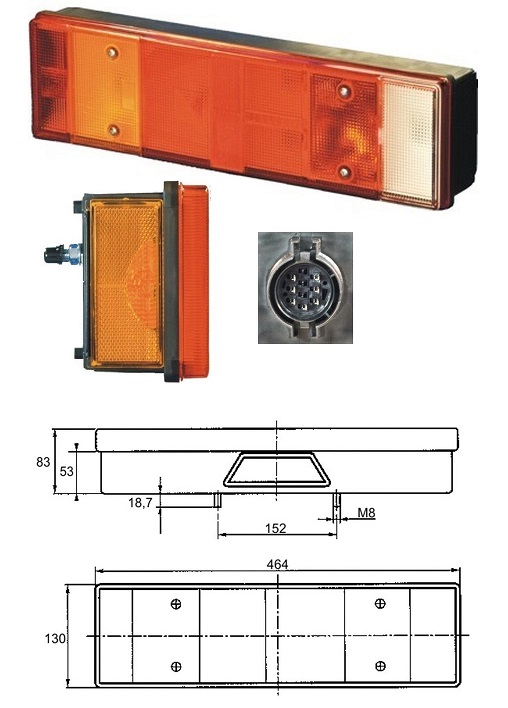 Svítilna zadní 7-dílná 130x83x464 L IVECO