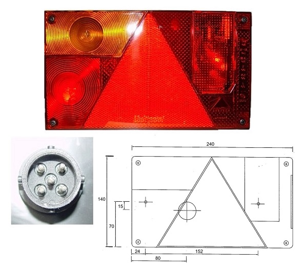 Svítilna zadní MULTIPOINT I , 12V L s trojúhelníkem 