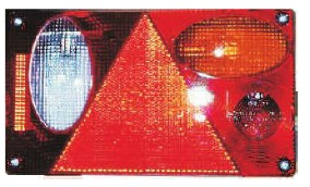 Svítilna zadní s trojúhelníkovou odrazkou 12V/24V P  239x139x59 couvák