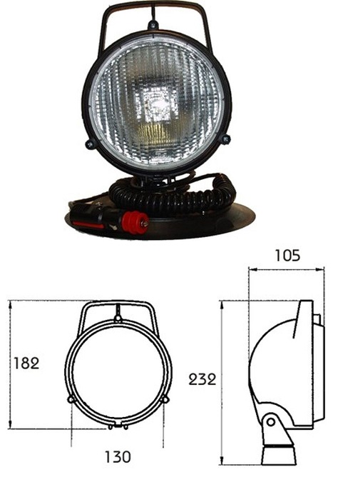 Světlomet pracovní 12V/24V PK22s/H3 magnetický, kabel 3m