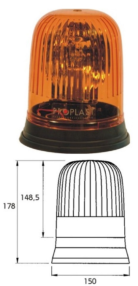 Maják výstražný rotační ECO LINE II 24V/70W PK22s/H3 178,5x150 pevná montáž