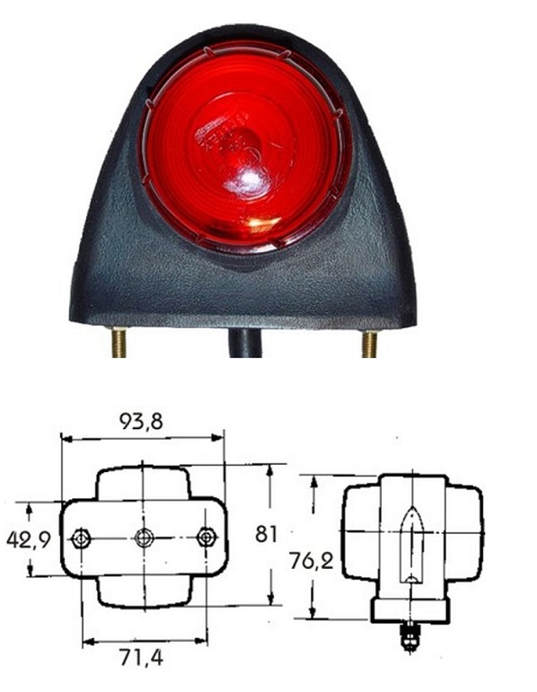 Svítilna poziční 12V/24V Ba15s/R5W č/b, šroub M5x18