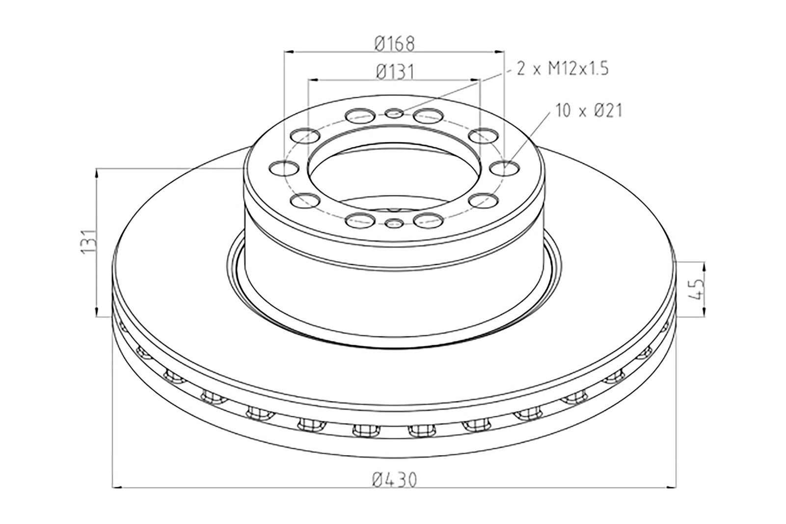 Kotouč brzdový 430x45x131 ZN MERCEDES Actros MP4, Antos, Arocs, Econic 2