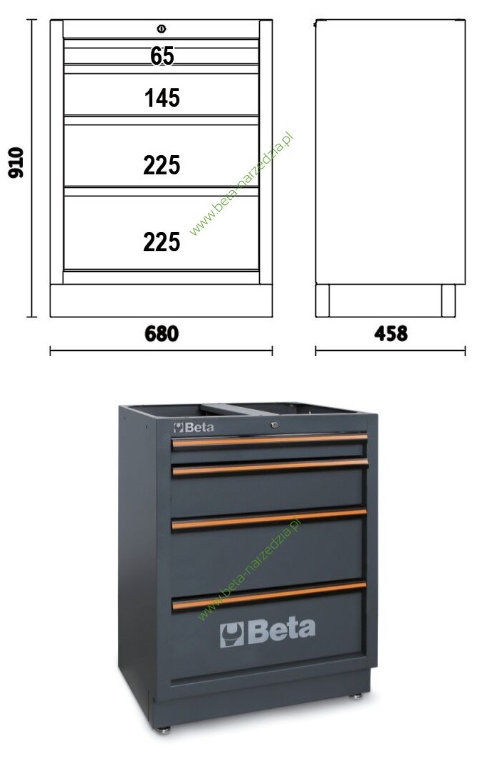 Skříň dílenská zásuvková - 4 zásuvky C45PRO BETA 4500