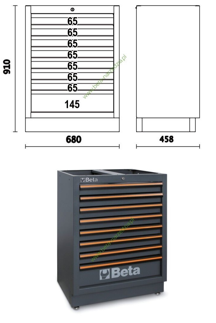 Skříň dílenská zásuvková  - 8 zásuvek C45PRO BETA 4500