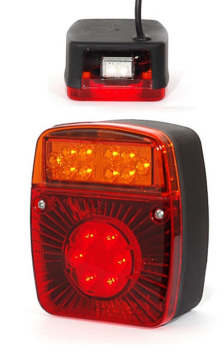 Svítilna zadní 3-dílná L 12V/24V LED /stop,pozička,směrovka,osvětlení SPZ/ kabel 2,0m