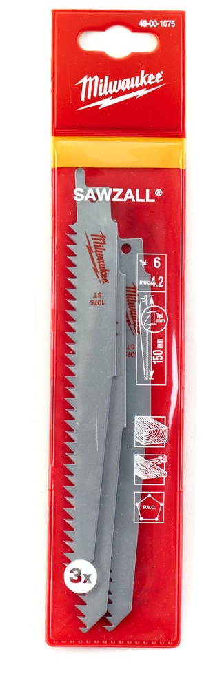 Plátek pilový do ocasky 150/4,2mm HCS S644D, na dřevo a plasty, sada 3 ks