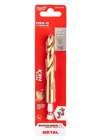 Vrták na kov RED HEX HSS-G TiN pr.12,0mm , pro rázové utahováky