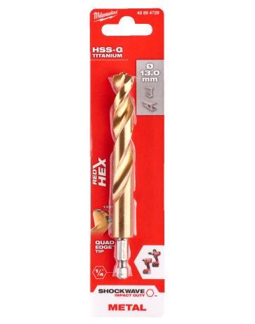 Vrták na kov RED HEX HSS-G TiN pr.13,0mm , pro rázové utahováky