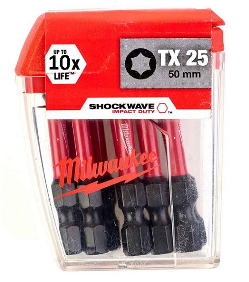 Sada torxních šroubovacích bitů SHOCKWAVE™ CD TX25/50mm - 10 ks