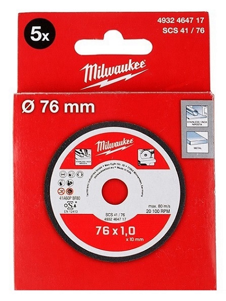 Kotouč řezný na kov pro M12FCOT pr.hřídele 10mm, pr.kotouče 76x1,0mm - sada 5 ks