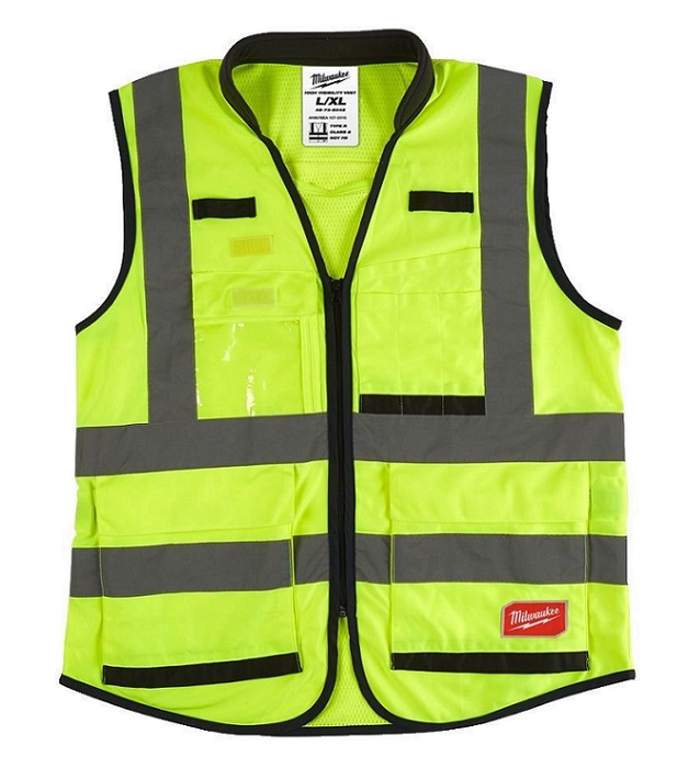 Vesta výstražná žlutá PREMIUM HIGH VISIBILTY, 15 kapes, variabilní velikost L-XL