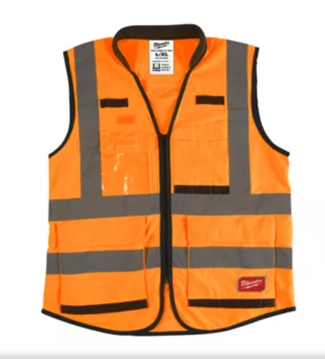 Vesta výstražná oranžová PREMIUM HIGH VISIBILTY, 15 kapes, variabilní velikost L-XL