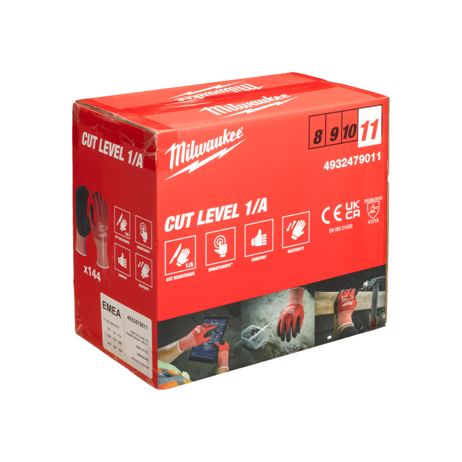 Rukavice pracovní - proti proříznutí tř. 1/A EN420,EN388:2016), vel. 11/XXL sada 144 ks