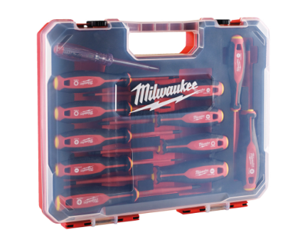 Šroubovák elektro VDE TRI-LOBE - sada 12ks /SL2,5/SL3/SL4/SL5,5/PH1/PH2/PZ1/PZ2/T10/tester