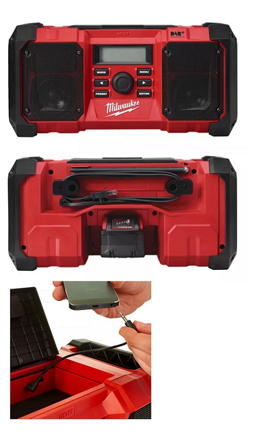 Rádio stavební M18JSRDAB+-0, 220V/240V + AKU 18V /FM 87,5-108, 402x197x197