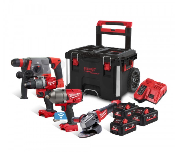 Sada nářadí AKU M18 PP4A-533P Combo Kit IN2 vrtačka,kladivo,bruska 125mm,utahovák 1/2"