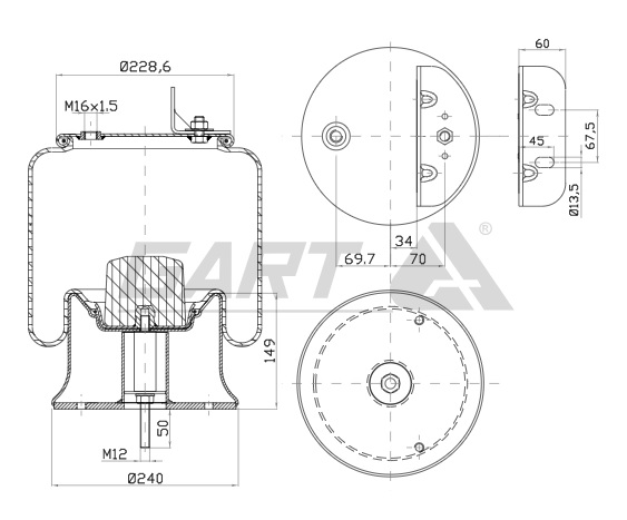 Vlnovec pérování kompletní - plastový zvon ZN IVECO E.Cargo 120-140EP HD/HTAS, E.Fire