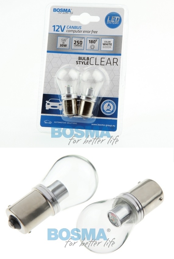 Žárovka 12V/ 5W LED BA15s 6000K/ 250lm - sada 2 ks