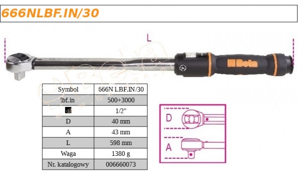 Klíč momentový 1/2" 60-300 Nm, 581 mm