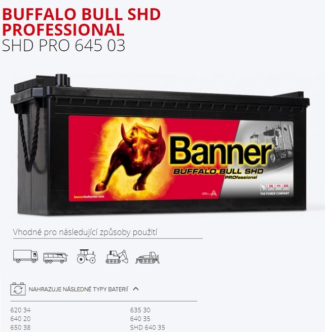 Autobaterie BANNER 145Ah/800A Buffalo Bull SHD Professional /514x189x195/