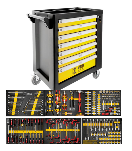 Vozík na nářadí 7 zásuvek + 246ks dílů AIRPRESS