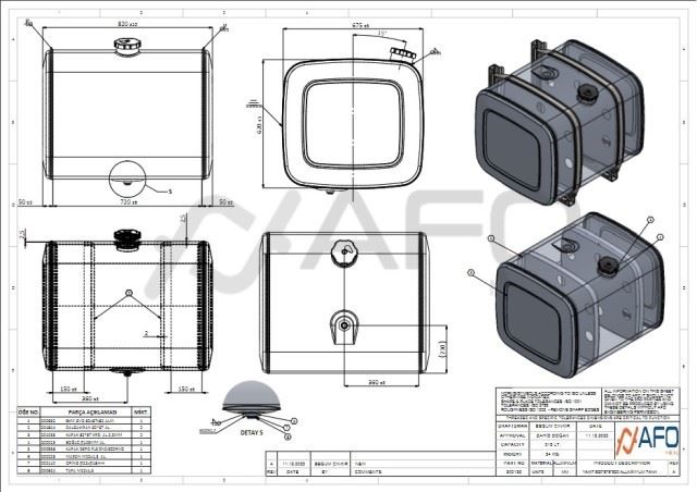 Nádrž paliva 300 l /820x670x620 Al kompletní MAN F2000, F90, TGA/E2000 od 05.2000