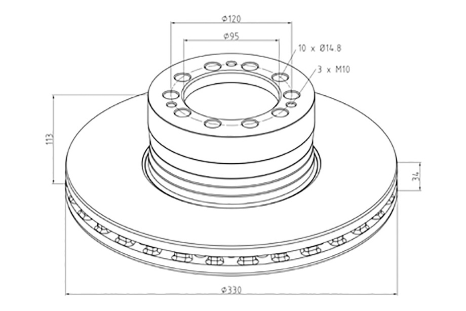 Kotouč brzdový 330x34x113 PN DAF LF45 7,5-12T od 2010