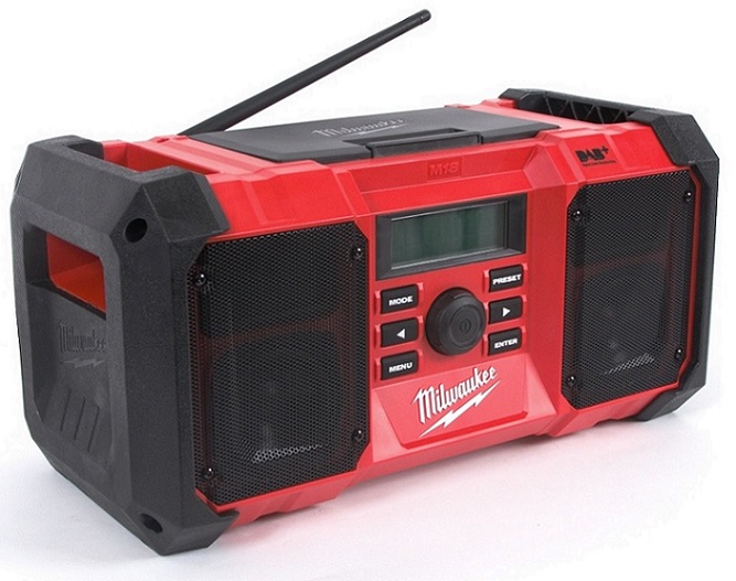 PROMO AKCE - rádio stavební M18JSR-0 220V/240V + AKU 18V /FM 87,5-108, 402x197x197