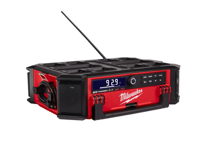 PROMO AKCE - rádio/nabíječka M18 PRCDAB+-0 PACKOUT™ 230V/ AKU 18V, MP3/ Bluetooth, USB