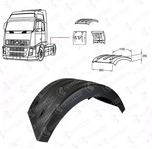 Blatník zadní horní díl RVI AE Magnum, New Premium, VOLVO FH12,FH13,FH Euro 6