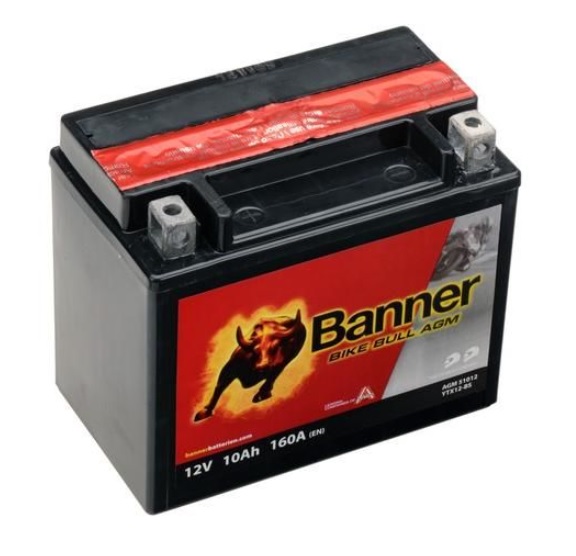 Motobaterie BANNER 10Ah/160Ah YTX12-BS Bike Bull AGM /150x87x131/