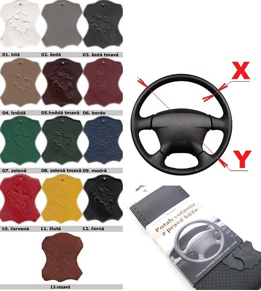 Potah volantu A osobní vozidla Y/36,5-39cm X/8,2-10cm, kožený celobarevný