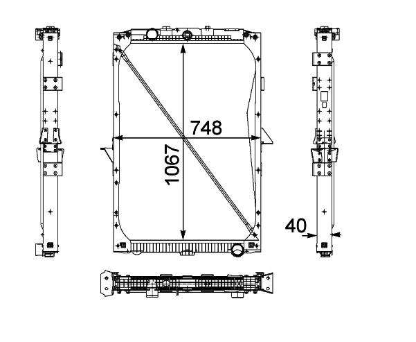 Chladič vody 1067x748x40 s rámem DAF XF105 od 2002