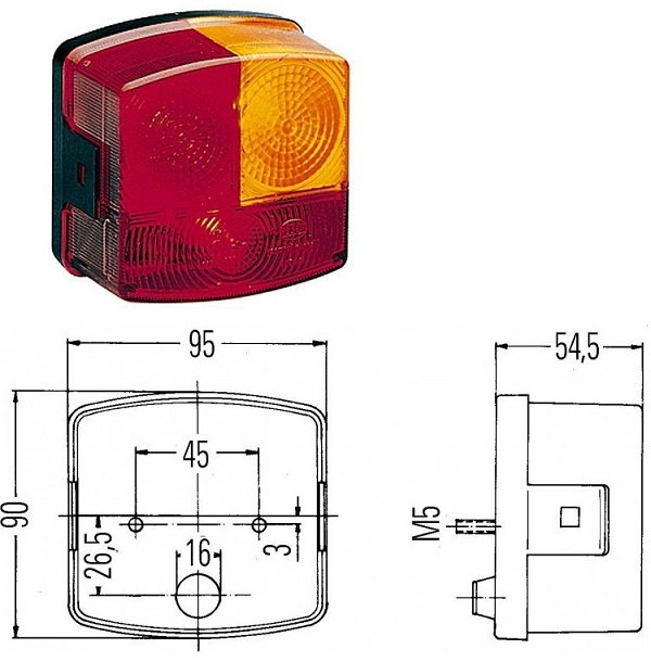 Svítilna zadní 3-dílná P 12V (P21W,R10W) -/směr,brzda,koncové/ CAT,CASE IH,JCB,VOLVO