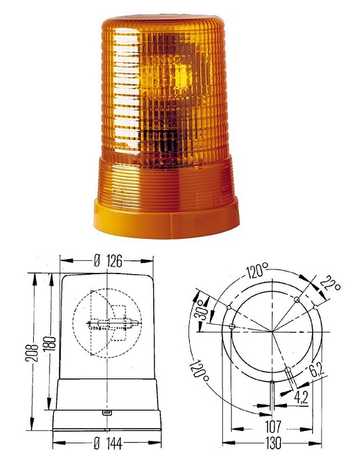 Maják výstražný 12V/H1 KL 710 oranžový, pevná montáž