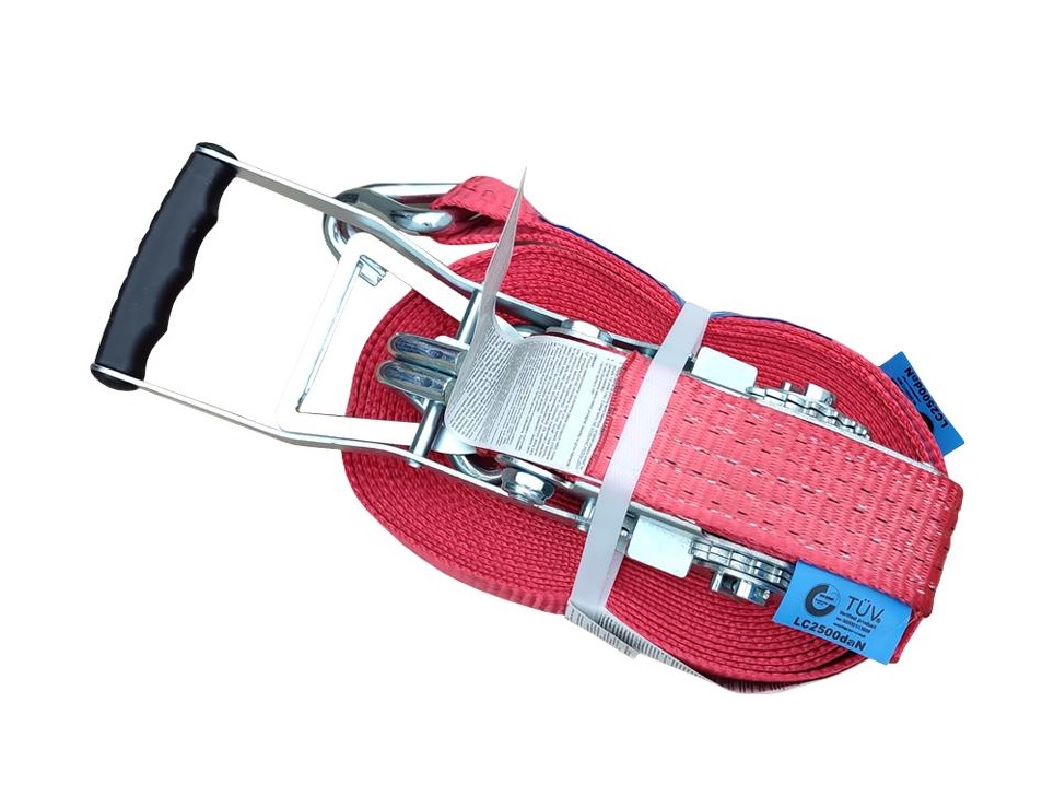 Pás upínací  5t/50mm/6m ERGO ráčna, červený