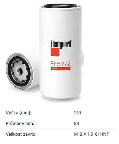 Filtr paliva s odlučovačem VOLVO FM7, FH12, FM12, NH12, FM10, FL