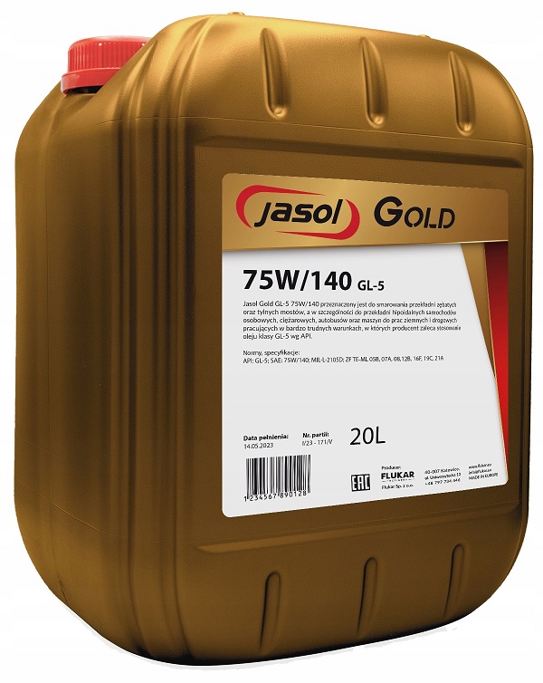 Olej převodový JASOL GOLD GL-5 75W-140 hypoidní, 20 l