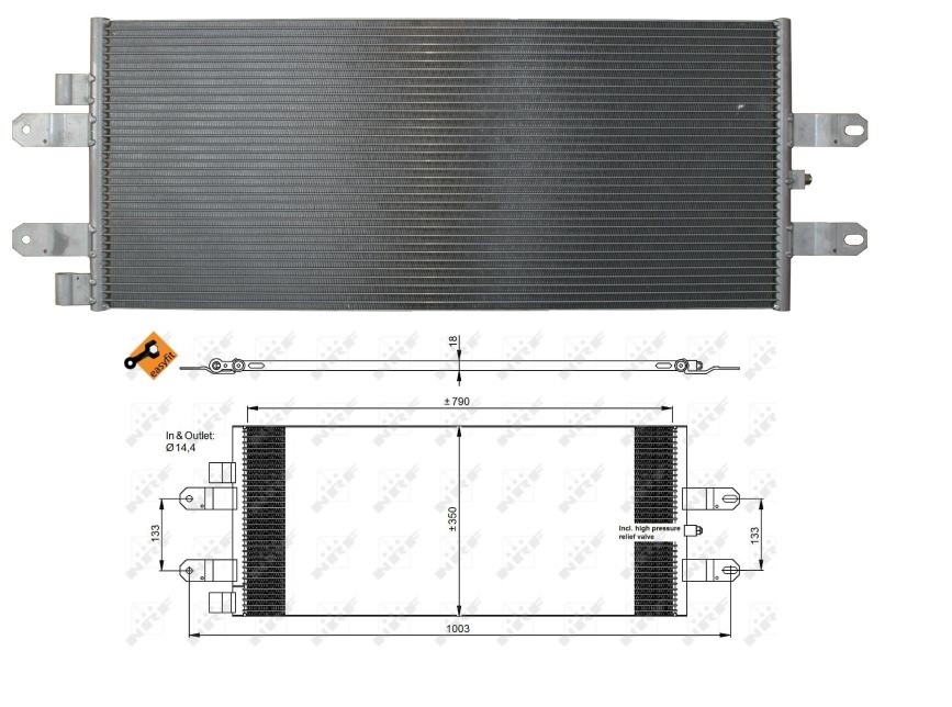 Chladič klimatizace 790x350x18 SCANIA P,G,R,T  DC13/DC16 od 01.2003