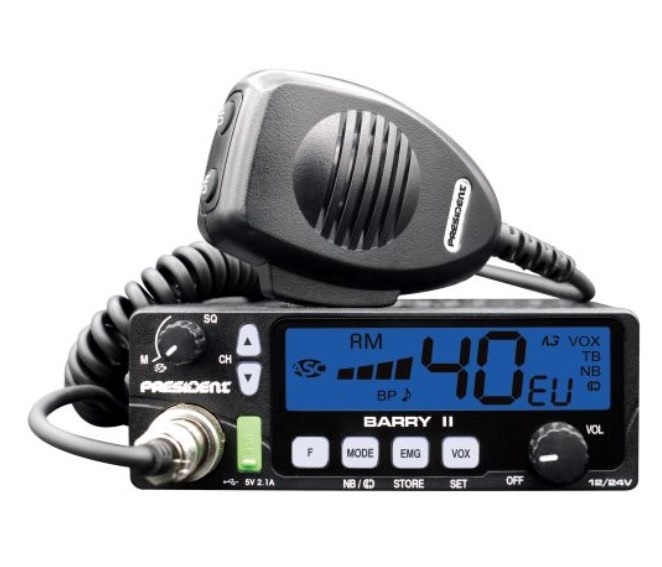 Rádiostanice PRESIDENT Barry II ASC VOX 24V/ 50 Ohm, 125x180x45 s montážní sadou