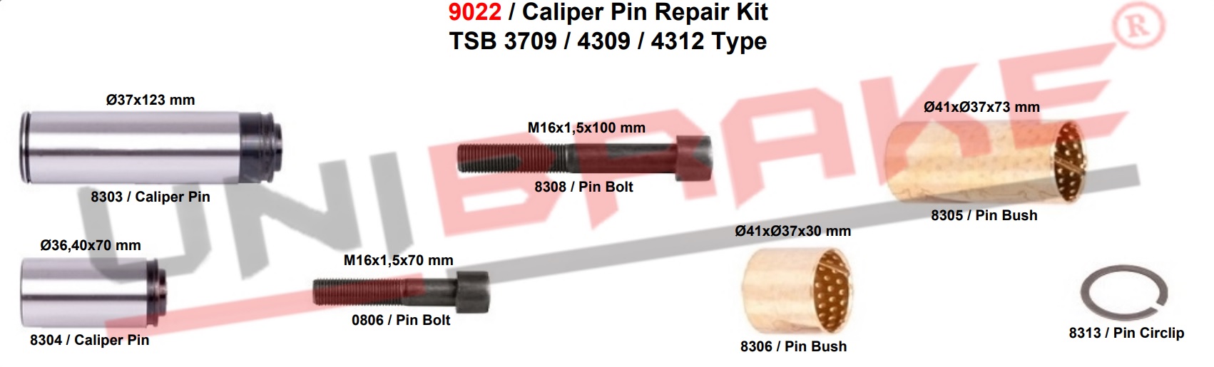 Sada opravárenská brzdového třmenu BPW TSB 3709/ 4309/ 4312