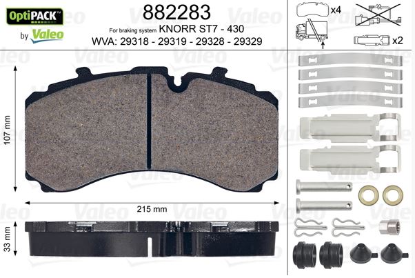 Deska brzdová 29318/29319 Valeo SAF Protec S / KNORR 22,5" SBS2220 H0/SD01 