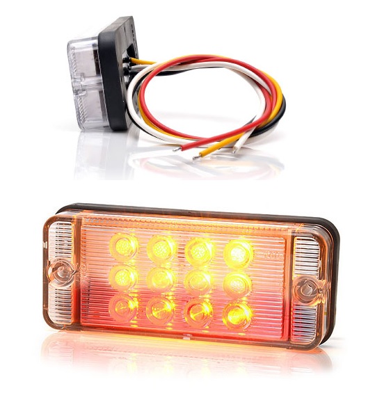 Svítilna zadní 12V/ 24V 12xLED L/P - stop,poziční,směrovka, IP66/68, kabel 0,38m