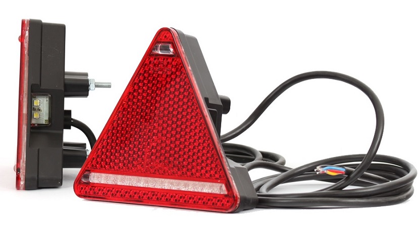 Svítilna zadní trojúhelník L 12V/24V LED /stop,odrazka,mlhovka,směrovka/, kabel 1,85m