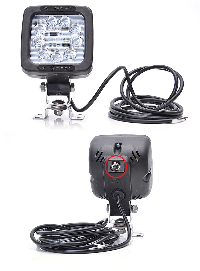 Světlomet pracovní s vypínačem 12V/24V 9xLED/ 14W1300 lm, 10xx101x77 kabel 2,5m